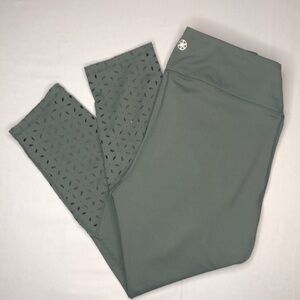 GAIAM Olive Green Cropped Cutout Leggings